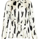 Blusa Abstrata com Cinto | Off White - Black