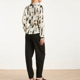 Blusa Abstrata com Cinto | Off White - Black