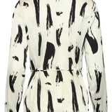 Blusa Abstrata com Cinto | Off White - Black