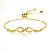 Pulseira Chique Ajustável em Ouro Rosa em Forma de Infinito