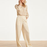 Beige Blouse Met Abstracte Print En Halflange Mouwen | Dark Sand - Off White