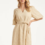 Beige Jurk Met Broderie Borduur | Sand