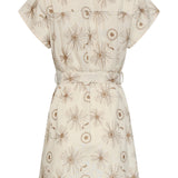 Beige Jurk Met Geborduurde Bloemen En Tailleceintuur | Sand - Dark Sand