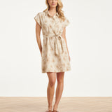 Beige Jurk Met Geborduurde Bloemen En Tailleceintuur | Sand - Dark Sand