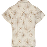 Beige Top met Geborduurde Bloemen en Polo Kraag | Sand - Dark Sand