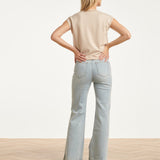 Beige Gebreide Top Met Subtiele Glans En Pailletten Hals | Sand