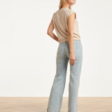 Beige Gebreide Top Met Subtiele Glans En Pailletten Hals | Sand