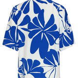 Blauw-Witte Travel Top Met Grafische Bloemenprint | Cobalt - White