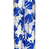 Blauwe Palazzo Broek Met Witte Bloemenprint En Elastische Taille | Cobalt - White
