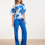 Blauwe Wide Leg Broek Met Hoge Taille | Cobalt