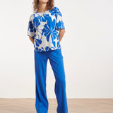 Blauwe Wide Leg Broek Met Hoge Taille | Cobalt