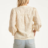 Blouse Met Borduurdetails En Pailletten En 3/4 Mouwen | Off White - Silver