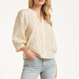 Blouse Met Borduurdetails En Pailletten En 3/4 Mouwen | Off White - Silver