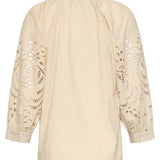 Blouse Met Broderie Pofmouw Detail | Sand
