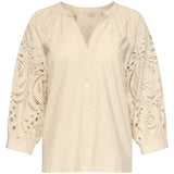 Blouse Met Broderie Pofmouw Detail | Sand