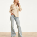 Blouse Met Broderie Pofmouw Detail | Sand