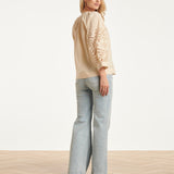 Blouse Met Broderie Pofmouw Detail | Sand