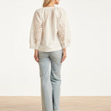 Blouse Met Broderie Pofmouw Detail | White