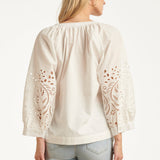 Blouse Met Broderie Pofmouw Detail | White