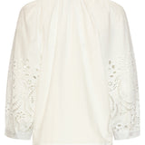 Blouse Met Broderie Pofmouw Detail | White