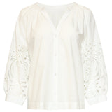 Blouse Met Broderie Pofmouw Detail | White