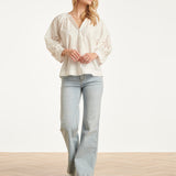 Blouse Met Broderie Pofmouw Detail | White