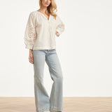 Blouse Met Broderie Pofmouw Detail | White