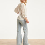 Blouse Met Broderie Pofmouw Detail | White