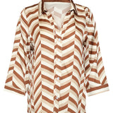 Blusa com Estampado Gráfico Chevron | Brown - Dark Sand