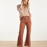 Blusa com Estampado Gráfico Chevron | Brown - Dark Sand