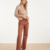 Blusa com Estampado Gráfico Chevron | Brown - Dark Sand