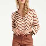 Blusa com Estampado Gráfico Chevron | Brown - Dark Sand