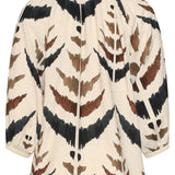 Blusa com Decote V e Estampado Azteca Gráfico | Sand - Multicolor