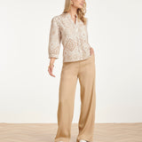Blouse Met Paisley Borduurwerk En Ruches | White - Dark Sand
