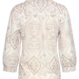 Blouse Met Paisley Borduurwerk En Ruches | White - Dark Sand