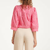 Blusa com Bordado Tropical de Palmeiras | Old Pink