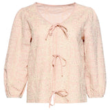 Top Boho com Rico Bordado e Cordão | Baby Pink - Off White