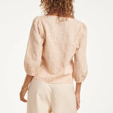Top Boho com Rico Bordado e Cordão | Baby Pink - Off White