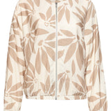 Bomber com Estampado Floral Abstrato - Bege/Branco | Off White - Dark Sand