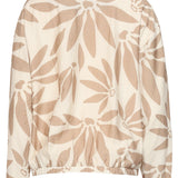 Bomber com Estampado Floral Abstrato - Bege/Branco | Off White - Dark Sand
