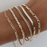 Conjunto de Pulseiras 5 Peças em Dourado