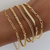 Conjunto de Pulseiras 5 Peças em Dourado