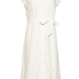 Broderie Doorknoopjurk Met Flutter Mouwen | White