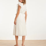 Broderie Doorknoopjurk Met Flutter Mouwen | White
