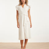 Broderie Doorknoopjurk Met Flutter Mouwen | White