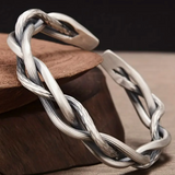 Pulseira Prateada Entrançada Vintage