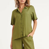 Camisa Casual com Abotoamento e Gola | Army