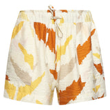 Comfortabele Short Met Oranje Aztec Print | White - Yellow