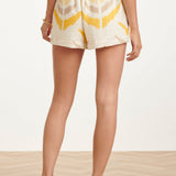 Comfortabele Short Met Oranje Aztec Print | White - Yellow