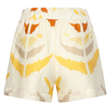 Comfortabele Short Met Oranje Aztec Print | White - Yellow